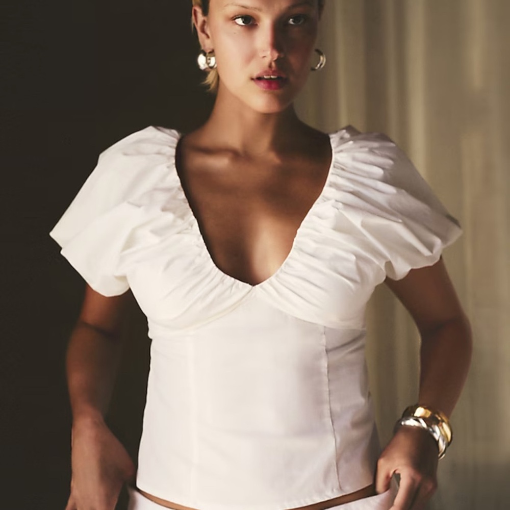 NWT J Crew top in cotton poplin blend. Size 8. This top is cut beautifully.